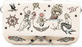 Zadig&Voltaire Tassen, Dames, Wit, ONE Size, Tattoo Print Vouwbare Schoudertas