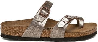 Birkenstock Mayari metallic double-buckle sandals - women - Birko-Flor/Calf Suede/Polyethylene vinyl acetate (PEVA)/Cork - 40 Narrow - Neutrals