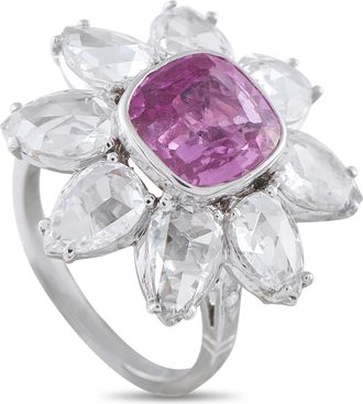 Luxury Bazaar Platinum 3.85ct Diamond and Sapphire Flower Ring MF28-031726