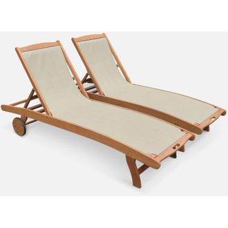 Sweeek Sweeek - Set di 2 lettini multiposizione in legno con rotelle