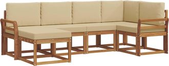 vidaXL Conjunto De Sof&aacute;s De Exterior 6 Uds. Natural Y Beige Vidaxl