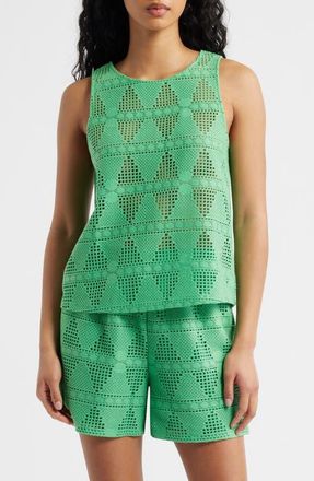 Ichi Open Stitch Sleeveless Top in Greenbriar at Nordstrom, Size X-Large