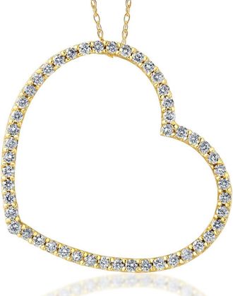 Pompeii3 1ct Diamond Large Heart Shape Pendant 10k Yellow Gold