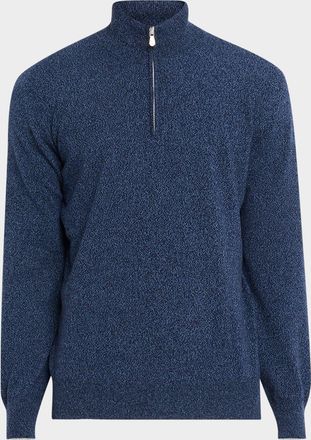 Brunello Cucinelli Men & apos;s Cashmere Mouline Quarter-Zip Sweater