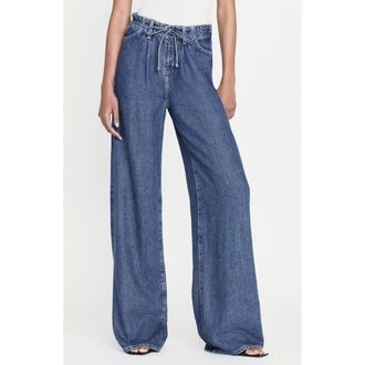 Frame Denim Super Drape Wide Leg Denim Drawstring Pants in Ghost at Nordstrom Rack, Size 30