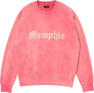 Beams Plus Fade Print Raglan Crew Neck - Heren - Sweatshirts - Rood - M - Katoen - Hoodies & sweatvesten