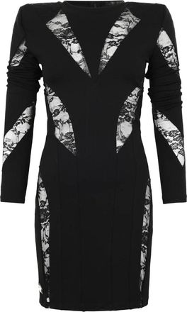 Philipp Plein Multicutting Mini-jurk met Lange Mouwen Kant - Dames - Feestkleedjes - Zwart - S - Kleedjes