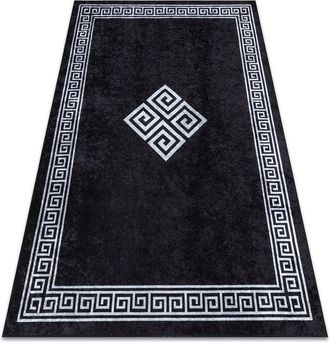 RugsX Rugsx - miro 52071.804 washing carpet Frame, greek anti-slip - black / white black 160x220 cm