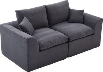 Urban Meuble Sof&aacute; de dos plazas en pana gris oscuro, estilo n&oacute;rdico