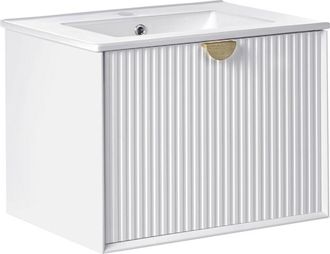 Beliani Mueble de baño con lavabo fabricado de madera sintética con almacenaje 60 x 43 cm blanco Bonaire