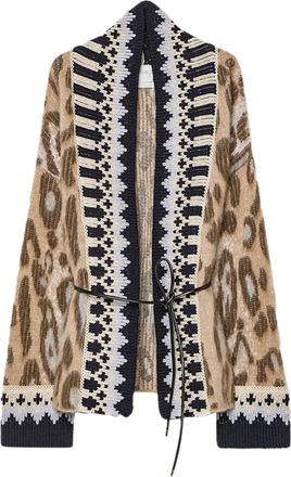 Forte_Forte The Brit Leopard Jacquard Gauzed Alpaca Cardigan