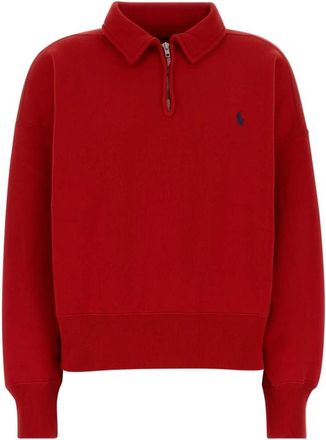 Polo Ralph Lauren Zip Polo Shirt - Dames - Vesten met rits - Rood - S - Katoen - Hoodies & sweatvesten