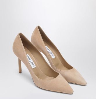 Jimmy Choo London Romy 85 Hellbeige Wildlederpumps