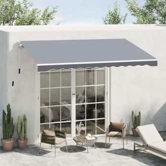 OUTSUNNY Garden Sun Shade Canopy Retractable Awning in Grey