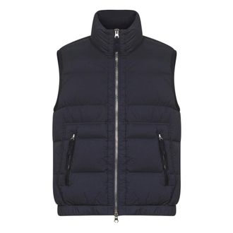 Stone Island Blauwe Gewatteerde Mouwloze Ritsjas - Heren - Bodywarmers - Blauw - S - Jassen