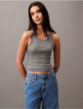 Calvin Klein Jeans Calvin Klein Womens Cotton Contour Rib Tank - Grey - XS