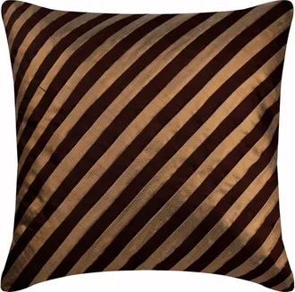 OEM Fundas Para Cojines De Sof&aacute;, Fundas Decorativas Marrones De 18x18 Pulgadas, Fundas De Almohada Decorativas De Seda A Rayas, Estilo Vintage Marr&oacute;n, Hec