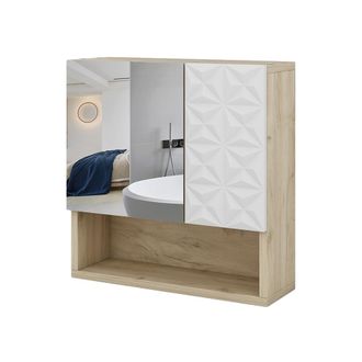 Vicco Armario Con Espejo Para Ba&ntilde;o Edge, Blanco, 54 X 55 Cm Con Puerta Y Compartimentos Abiertos