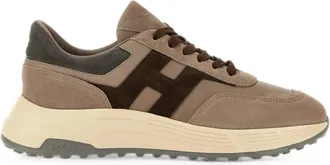 Hogan Taupe Suede Leather Low-Profile Sneakers