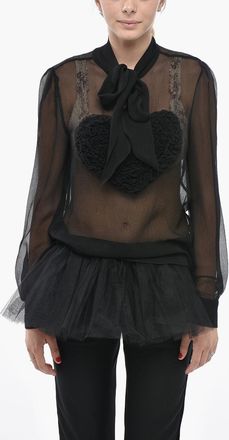 Dsquared2 Blusa Trasparente in Chiffon di Seta Dsquared2