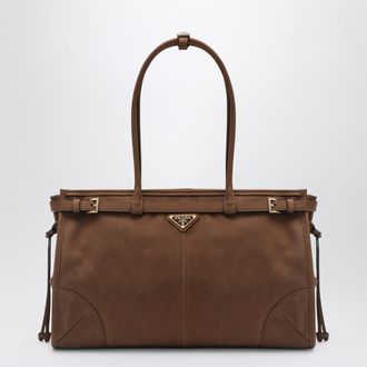 Prada Bonnie large brown suede bag