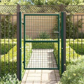 Berkfield Home Durable Fence Gate Steel 100x125 cm Green