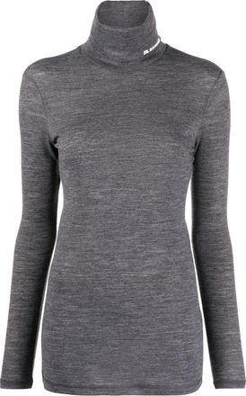 Jil Sander fine-knit top - women - Polyester/Virgin Wool - L - Grey