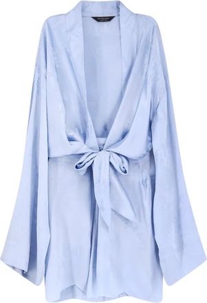 Balenciaga Wrap Silk Mini Dress - Dames - Wikkelkleedje - Blauw - 3XS - Kleedjes