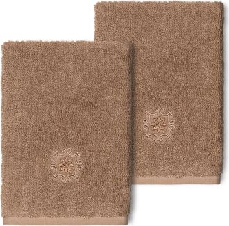 Linum Home Textiles Alyssa Embellished Washcloth - Set of 2 - Latte at Nordstrom Rack