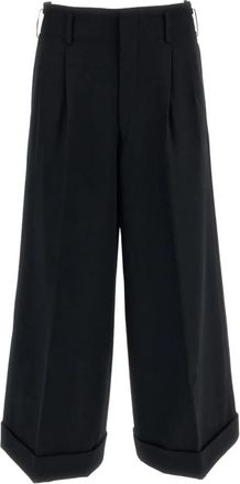 Comme Des Gar&ccedil;ons Gabardine Cropped Broek - Dames - Vrijetijds broeken - Zwart - S - Wol - Broeken