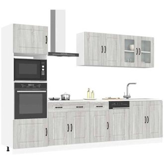 vidaXL Vidaxl - Mueble Cocina Kalmar Sonoma Gris 7 Pzas Madera Contrachapada