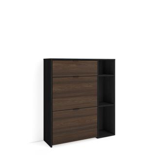 Skraut Home Skraut Home - Zapatero, Armario Entrada Recibidor, 90x27x102cm, 10 Pares De Zapatos, Zapatos, Botas, Estilo Moderno, Negro Y Roble Oscuro