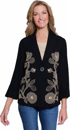 Multiples Button Front Shawl Collar Jacket In Black