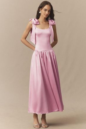 Hutch Ballerina Bow-Sleeve Drop-Waist Midi Dress