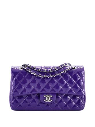 Chanel Classic Double Flap Bag Quilted Patent Medium shoulder bag - women - Patent Leather - One Size - Purple