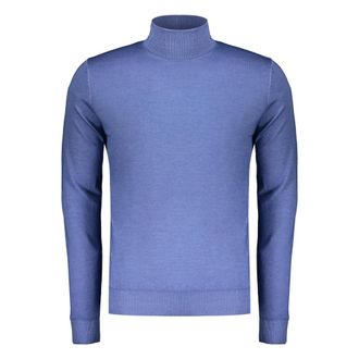 Moorer Turtlenecks, male, Blue, Size: L High Collar Sweater