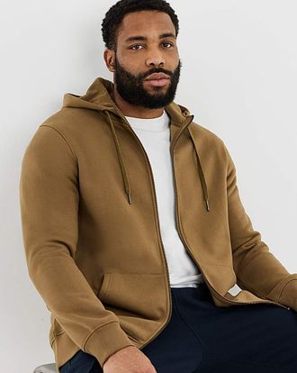 Jacamo Full Zip Hoodie Long - Beige