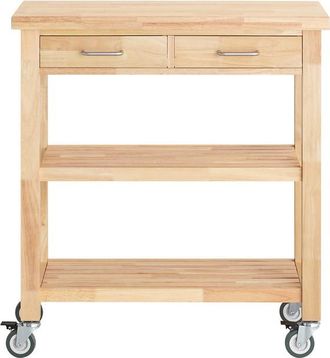 SoBuy Sobuy Carro De Cocina Con Ruedas Y Estanter&iacute;a - Mueble Auxiliar De Cocina De Madera Isla Cocina Natural 80 X 40 X 90 Cm Fkw24-ii-n