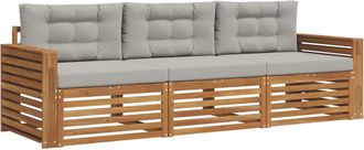 vidaXL Conjunto De Sof&aacute;s De Exterior 3 Uds. Gris Natural Y Claro Vidaxl