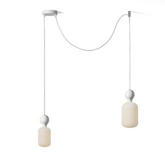 Daylight Italia L&aacute;mpara colgante con 2 pantallas blancas