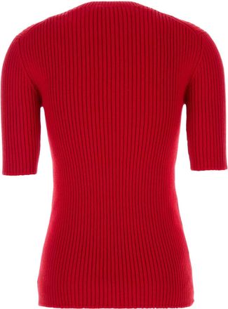 Prada Womens Red Wool Blend Sweater Rosso Exterior: Virgin Nylon Maglieria