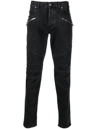 Balmain low-rise skinny jeans - men - Cotton/Cotton/Polyester/Spandex/Elastane - 30 - Black