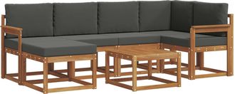 vidaXL Conjunto De Sof&aacute;s De Exterior 7 Uds. Natural Y Antracita Vidaxl