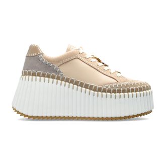 Chlo&eacute; Sneakers, female, Beige, Size: 11 US Nama Platform Sneakers