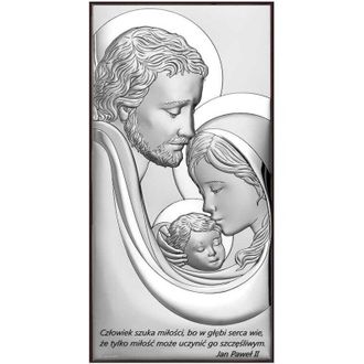 OEM Cuadro Plateado Con La Sagrada Familia el Hombre Busca El Amor... 6650s 7 X 14 Cm