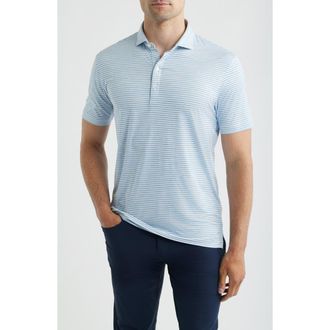 Johnnie-O Seymour Stripe Featherweight Performance Polo in Sailor at Nordstrom, Size Xx-Large