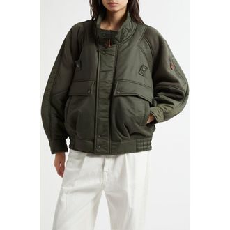 R13 Ribbed Flight Bomber Jacket in Olive at Nordstrom Rack, Size X-Large