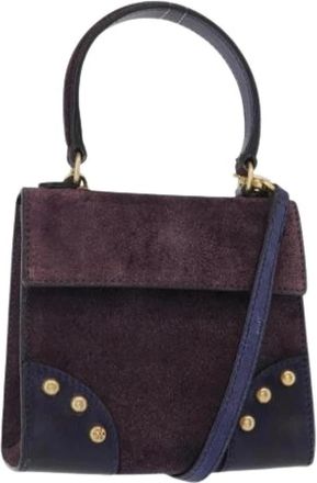 Celine Pre-owned Cross Body Bags, female, Purple, Size: ONE SIZE Pre-owned Suede Cross Body Bag