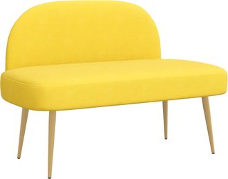 vidaXL Banco Tapizado Con Respaldo Amarillo Claro 110 X 60 X 76 Cm Vidaxl