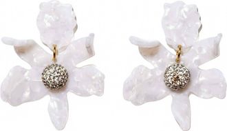 Lele Sadoughi Womens Mother Of Pearl Crystal Lily Earrings In White